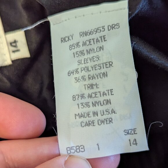 Vintage Lace Pearl Puff Sleeve Leslie Fay Dress Crepe Crinkle 80’s Holiday Party - Picture 5 of 10